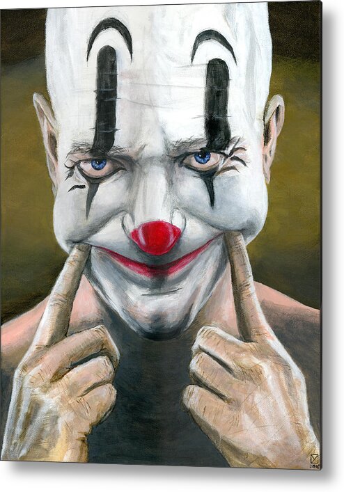 Clown Metal Print featuring the painting Put on a Happy Face by Matthew Mezo