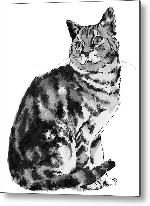 Cat Metal Print featuring the drawing Queen of the Castle by Louise Howarth