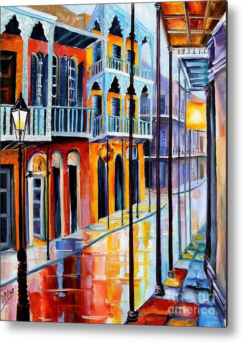 New Orleans Metal Print featuring the painting Rain on Royal Street by Diane Millsap