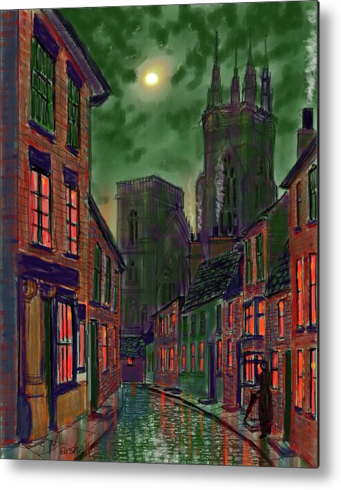 Ipad Painting Metal Print featuring the painting Rainy Night in Kirkgate by Glenn Marshall