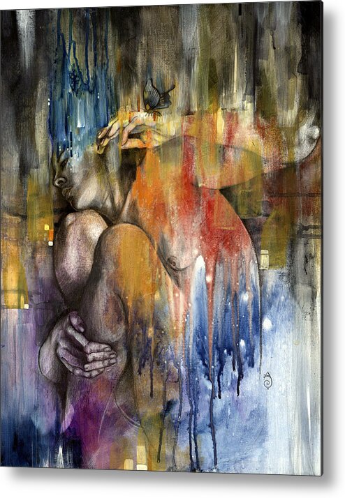 Abstract Metal Print featuring the painting Rebirth by Patricia Ariel