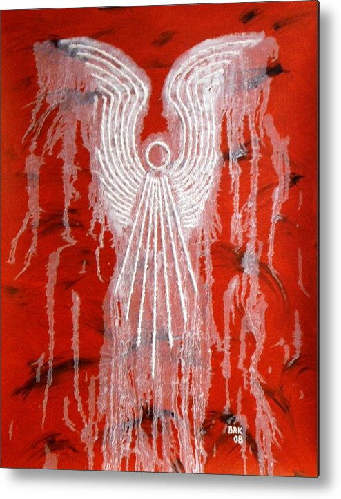 Angel Metal Print featuring the painting Red Angel by Bo Klinge