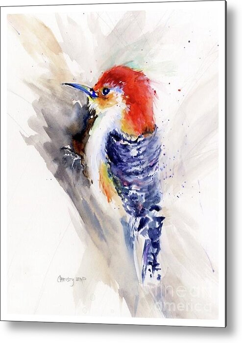 Bird Metal Print featuring the painting Red-bellied Woodpecker by Christy Lemp