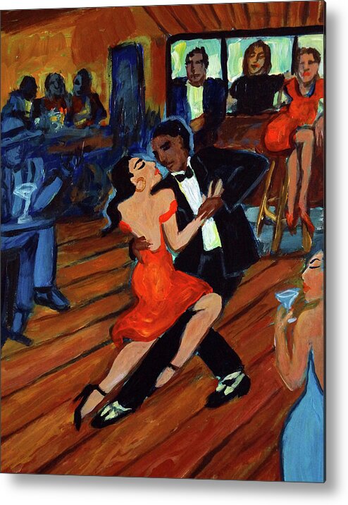 Latin Dancing Metal Print featuring the painting Red Hot Tango by Valerie Vescovi