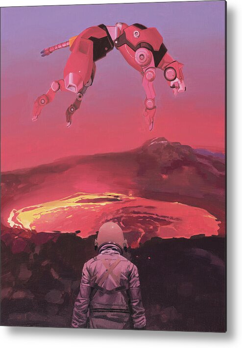 Astronaut Metal Print featuring the painting Red Lion by Scott Listfield