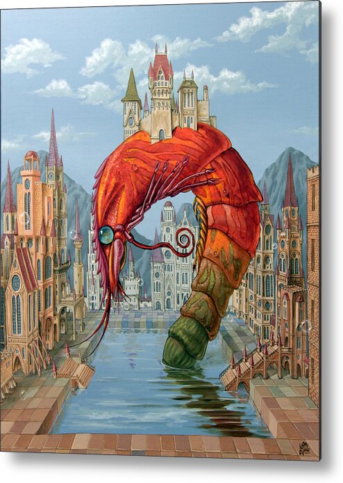 Shrimp Metal Print featuring the painting Red Shrimp by Victor Molev