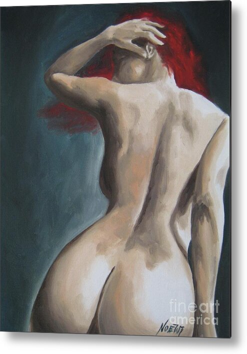Nude Metal Print featuring the painting Redhead District by Jindra Noewi
