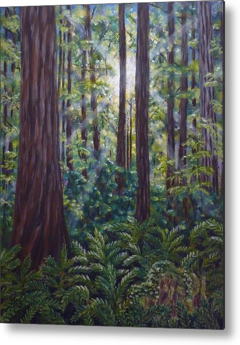 Redwoods Metal Print featuring the painting Redwoods by Amelie Simmons