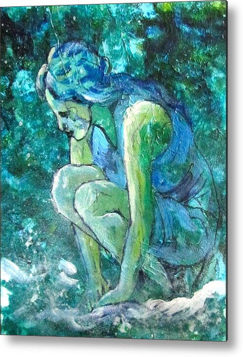 Woman Metal Print featuring the painting Reflection of the Sea by Barbara O'Toole