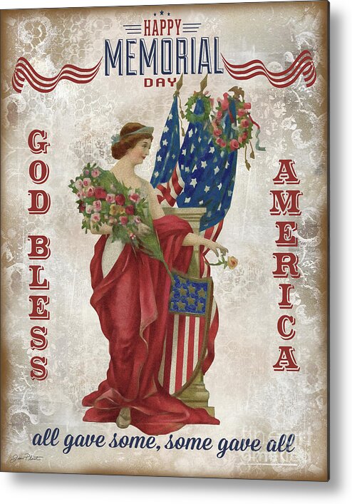 Patriotic Metal Print featuring the digital art Retro Patriotic-B by Jean Plout