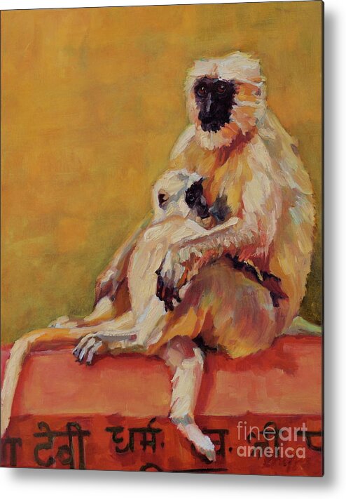 Monkey Metal Print featuring the painting Rishekesh by Patricia A Griffin