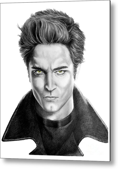 Drawing Metal Print featuring the drawing Robert Pattinson - Twilight's Edward by Murphy Elliott