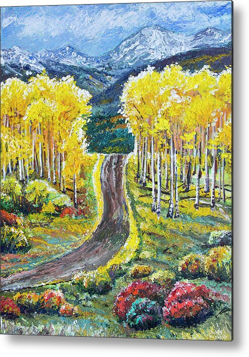 Rocky Mountain Metal Print featuring the painting Rocky Mountain Road by Aaron Spong