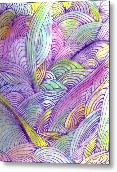 Abstract Metal Print featuring the painting Rolling Patterns in Pastel by Wayne Potrafka