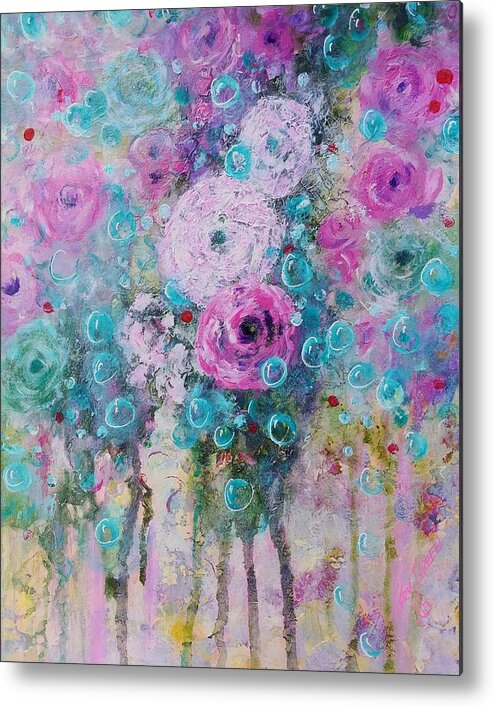 Acrylic Metal Print featuring the painting Roses Are Elegant by Teresa Fry
