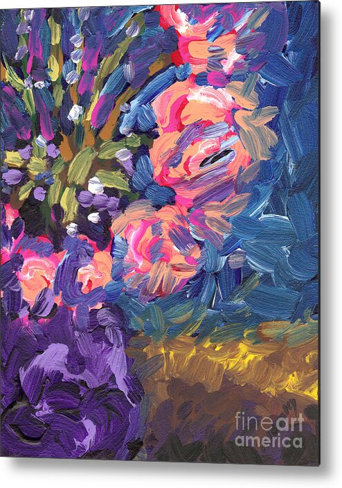Roses Metal Print featuring the painting Roses by Helena M Langley
