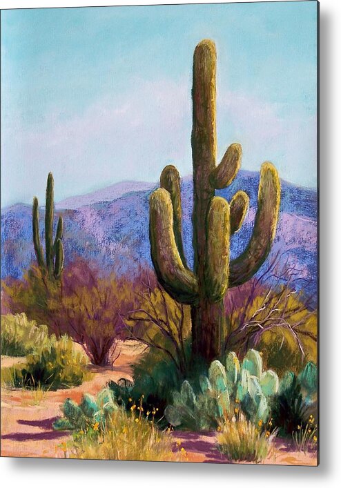 Saguaro Metal Print featuring the pastel Saguaro by Candy Mayer