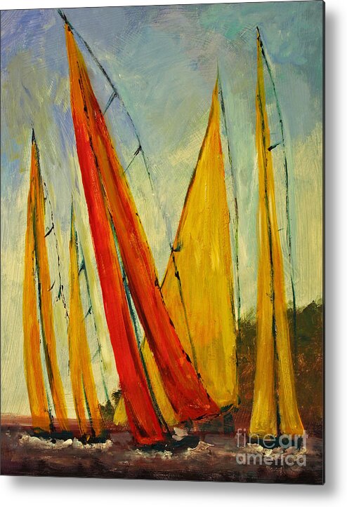 Sailboats And Abstract 2. Sailing Metal Print featuring the painting Sailboat studies 2 by Julie Lueders 