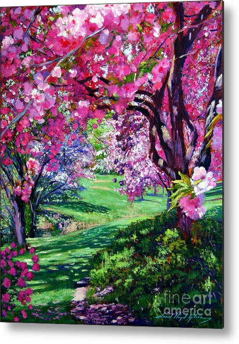 Cherry Blossoms Metal Print featuring the painting Sakura Romance by David Lloyd Glover
