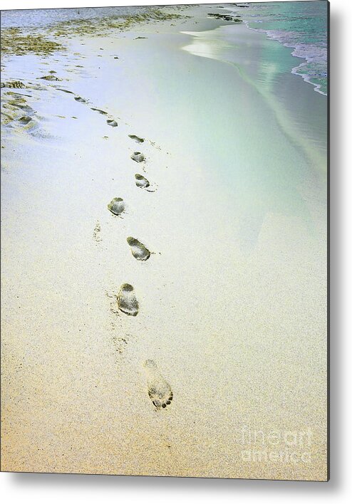 Footprints In The Sand Metal Print featuring the photograph Sand Between My Toes by Betty LaRue