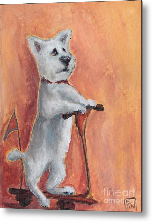Westie Metal Print featuring the painting Scooter by Robin Wiesneth