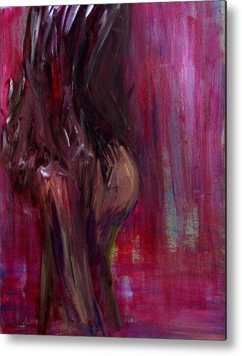 Self Portrait Metal Print featuring the painting Self Portrait-1 in pink by Julie Lueders 