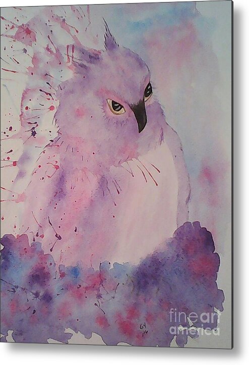 Owl Metal Print featuring the painting Seriously by Ginny Youngblood