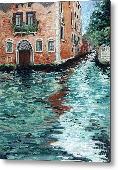 Venice Metal Print featuring the pastel Shimmering Turquoise Canal by Cathy Carey