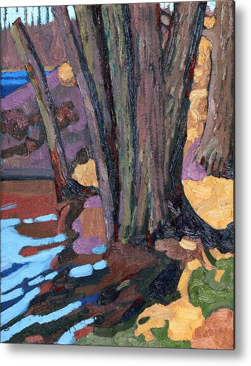 Jim Metal Print featuring the painting Shoreline Maples by Phil Chadwick