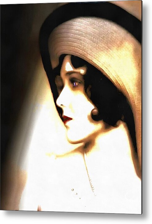 Beautiful Woman Metal Print featuring the digital art Silent Film Star by Caterina Christakos