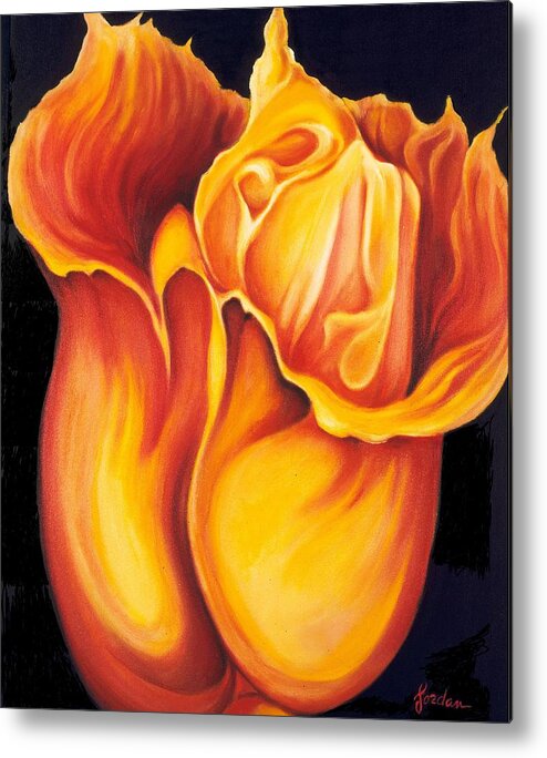 Surreal Tulip Metal Print featuring the painting Singing Tulip by Jordana Sands