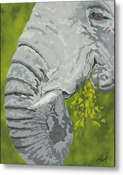Elephant Metal Print featuring the painting Snack Time by Cheryl Bowman