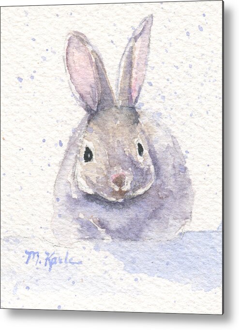 Bunny Metal Print featuring the painting Snow Bunny by Marsha Karle
