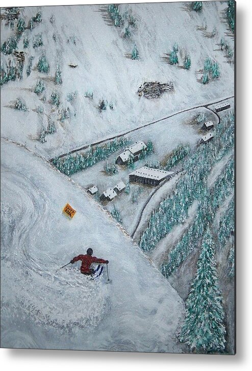 Ski Metal Print featuring the painting Snowbird Steeps by Michael Cuozzo