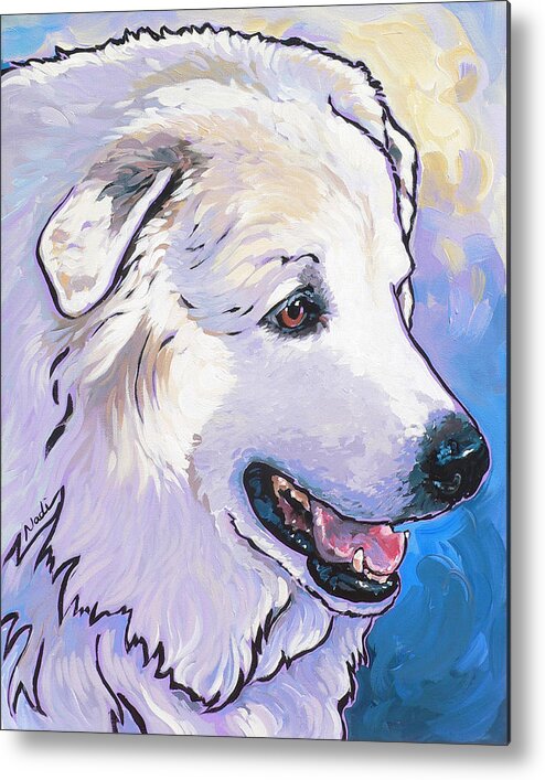 Great Pyrenees Metal Print featuring the painting Snowdoggie by Nadi Spencer