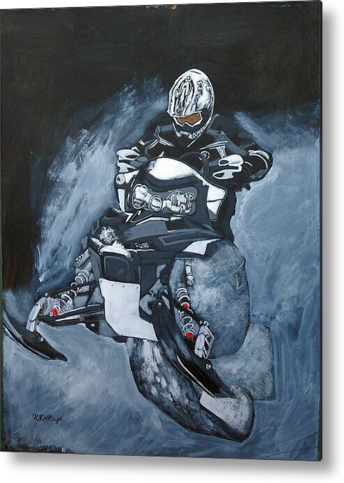 Snowmobile Metal Print featuring the painting Snowmobile by Richard Le Page