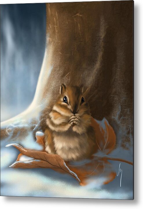 Squirrel Metal Print featuring the painting Sorry by Veronica Minozzi
