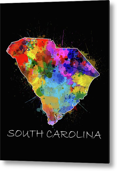 South Carolina Metal Print featuring the digital art South Carolina Map Color Splatter 2 by Bekim M