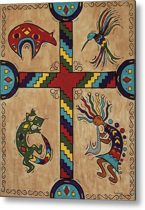 Cross Metal Print featuring the painting Southwestern Cross by Susie WEBER