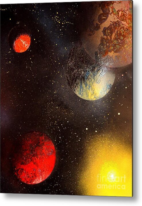 Planets Metal Print featuring the painting Space Balls by Greg Moores