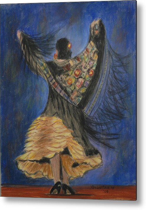 Spanish Dancer Metal Print featuring the painting Spanish Dancer 3 by Quwatha Valentine