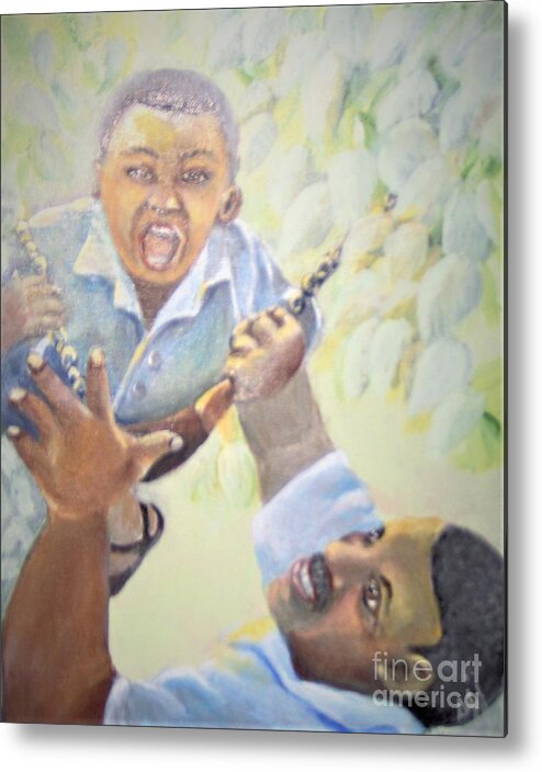 African-american Metal Print featuring the painting Squeals of Joy by Saundra Johnson