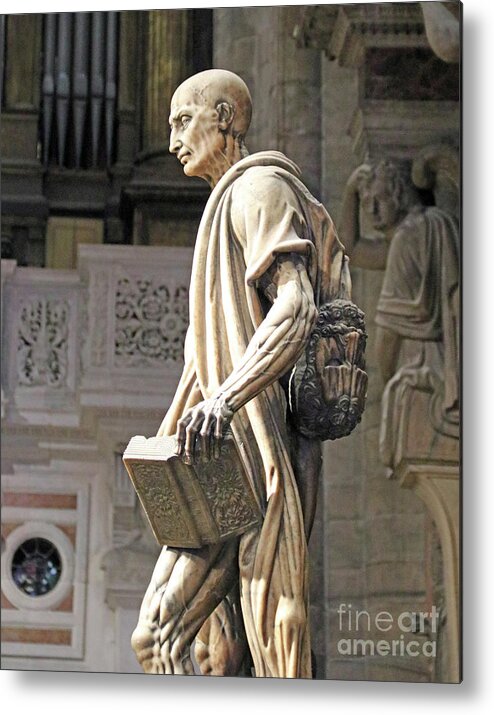 Statue Of St. Bartholomew Metal Print featuring the photograph St. Bartholomew statue in Duomo, Milan Cathedral 7680 by Jack Schultz