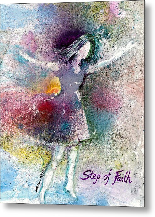 Woman Metal Print featuring the painting Step Of Faith by Deborah Nell