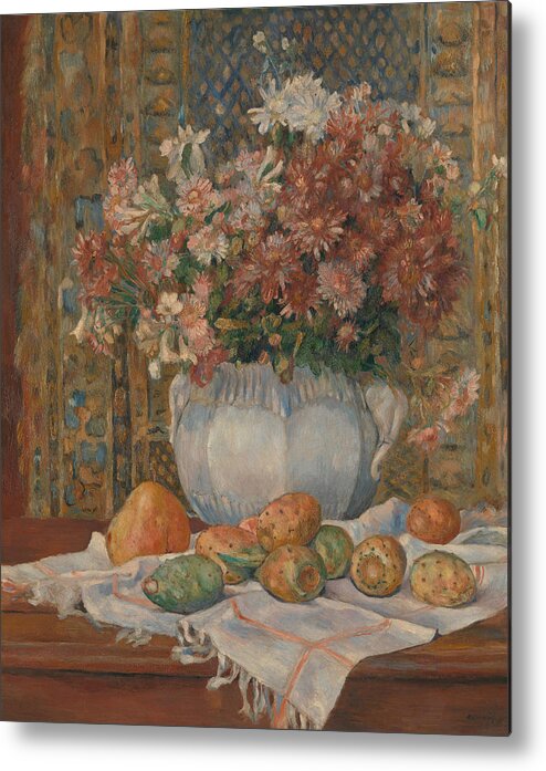 19th Century Art Metal Print featuring the painting Still Life with Flowers and Prickly Pears by Auguste Renoir