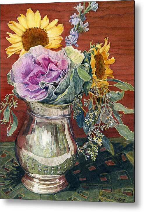Still Life Metal Print featuring the painting Still Life with Flowers by Wendy Keeney-Kennicutt