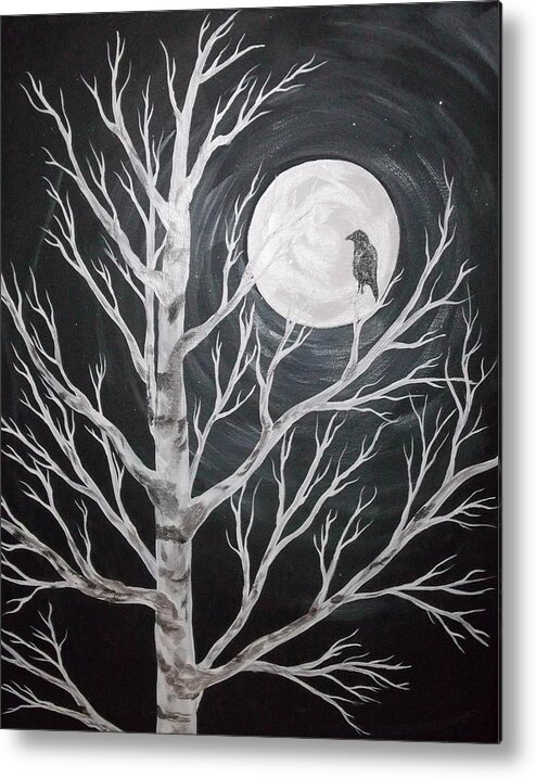 Full Moon Metal Print featuring the painting Stillness by Angie Butler