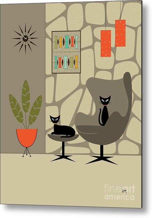 Mid Century Modern Metal Print featuring the digital art Stone Wall by Donna Mibus