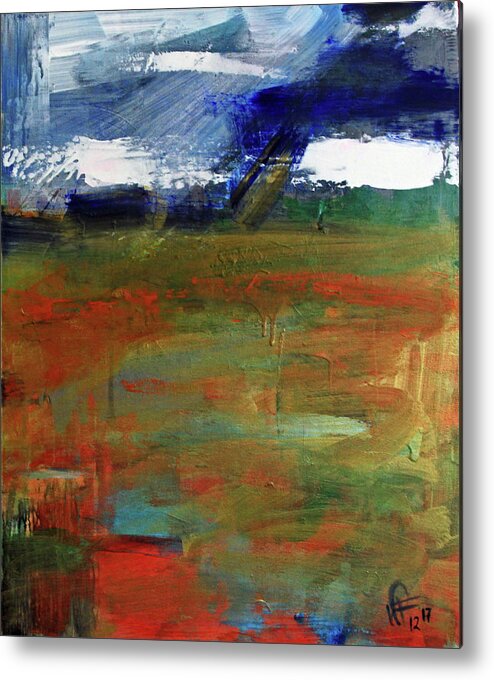 Landscape Painting Metal Print featuring the painting Storm Prelude right panel by Walter Fahmy