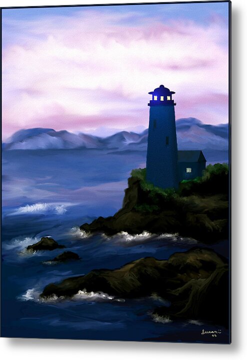 Digital Art Metal Print featuring the painting Stormy Blue Night by Susan Kinney